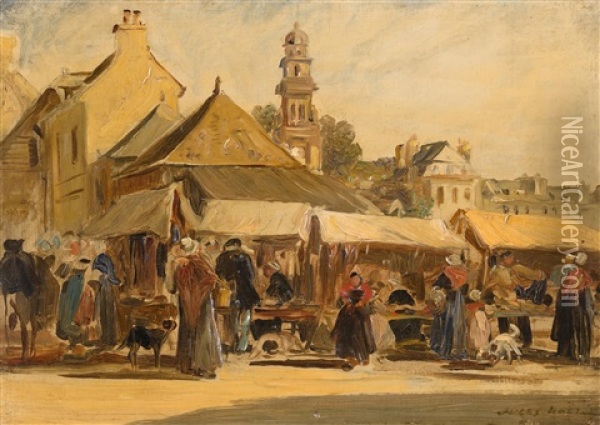 Marktszene, Studie Oil Painting - Jules Achille Noel