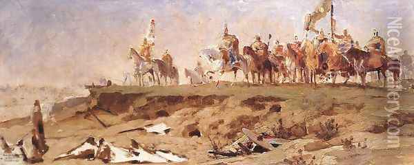 Conquest, first sketch 1891 Oil Painting - Arpad Feszty