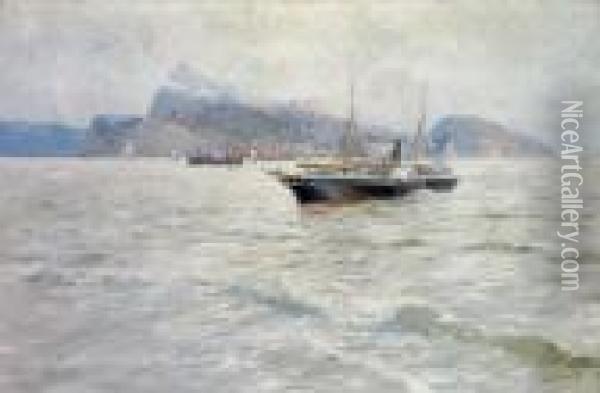 A Steamboat On The Black Sea Oil Painting - Franz Roubaud
