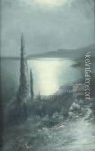 Bucht Von Feodosia Bei Mondschein Oil Painting - Lef Feliksovich Lagorio