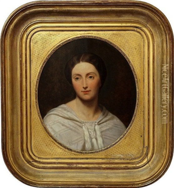 Portrait Of Anna Maria Helena, Comtesse De Noailles, Bust-length Oil Painting - Ary Scheffer