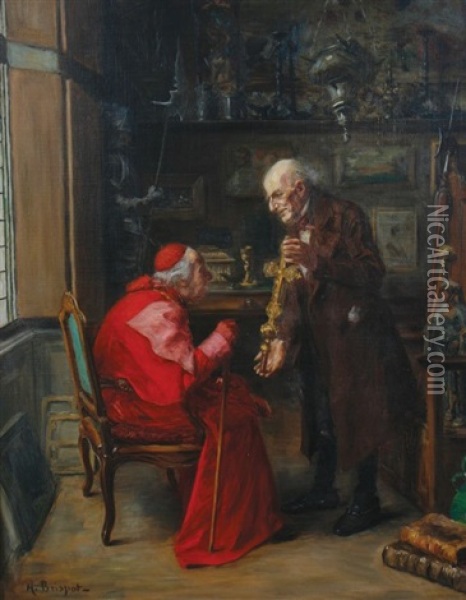 Cardinal Shown Cross Oil Painting - Henri Brispot