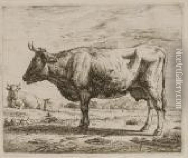 Cows Oil Painting - Adriaen Van Den Velde