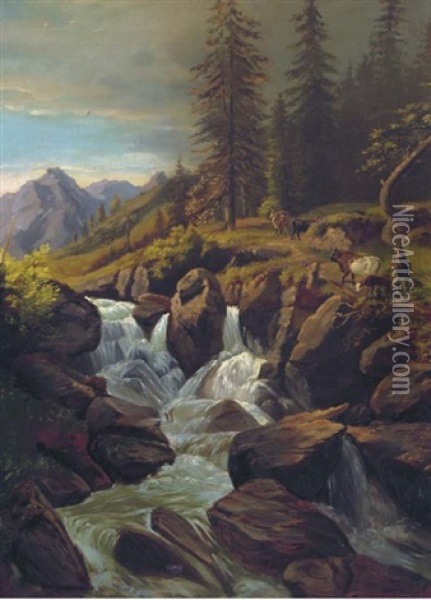 Anfang Des Lautenbrunner Tales Mit Jungfraujoch, Switzerland Oil Painting - Karl Christian Sparmann