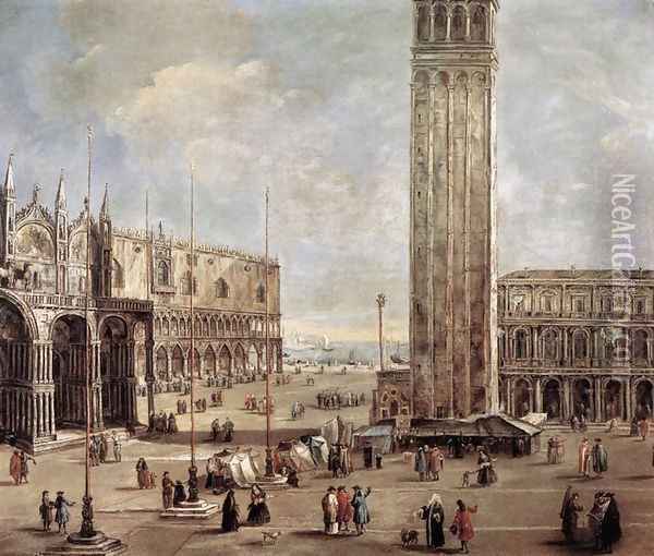View of the Piazza San Marco from the Procuratie Vecchie 1720 Oil Painting - Antonio Stom