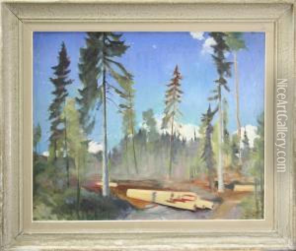 Skogslandskap Oil Painting - Torsten Jovinge