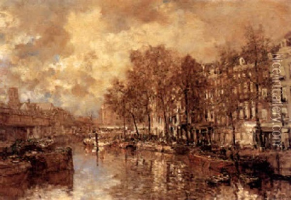 Stadsgezicht Rotterdam Oil Painting - Johan Hendrik van Mastenbroek