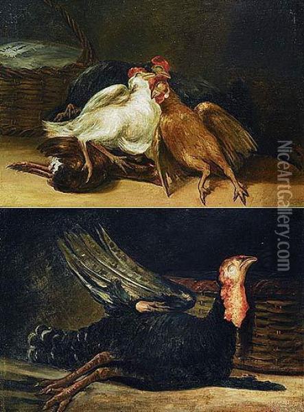 Pavo Muerto Y Cesto / Pajaros Muertos Y Canasta Oil Painting - Francisco De Goya y Lucientes