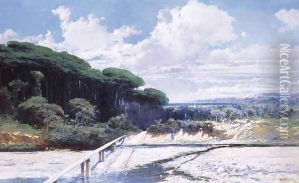 View of the Costa Brava (Paisaje de la Costa Brava) Oil Painting - Baldomer Galofre Gimenez