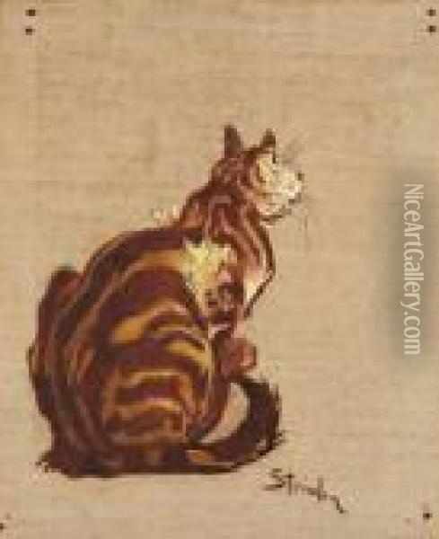 Chat Oil Painting - Theophile Alexandre Steinlen