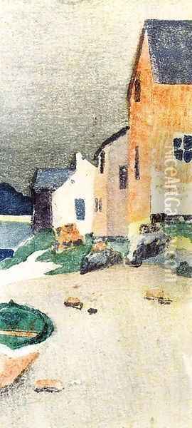A Gray Day aka Houses on a Beach 1895 Oil Painting - Arthur Wesley Dow