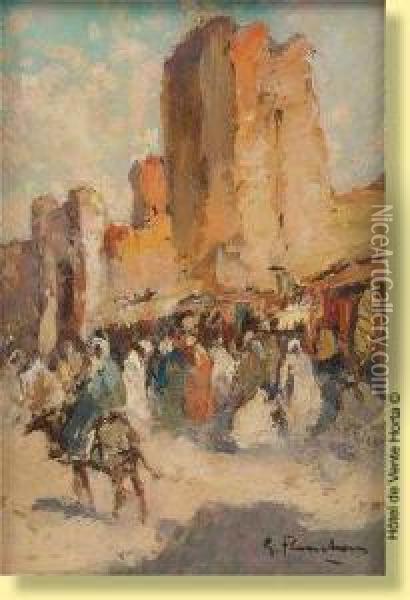 Marche Au Maroc Oil Painting - Gustave Flasschoen