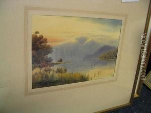 Sunset On Loch Lomond Oil Painting - Edward Horace Thompson