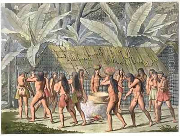 Dancing festival of the Camacani Indians, Brazil Oil Painting - D.K. Bonatti