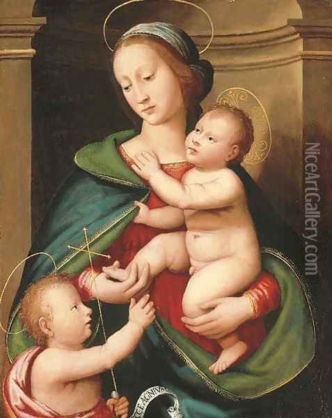 The Madonna and Child with the Infant Saint John the Baptist 2 Oil Painting - Antonio del Ceraiolo