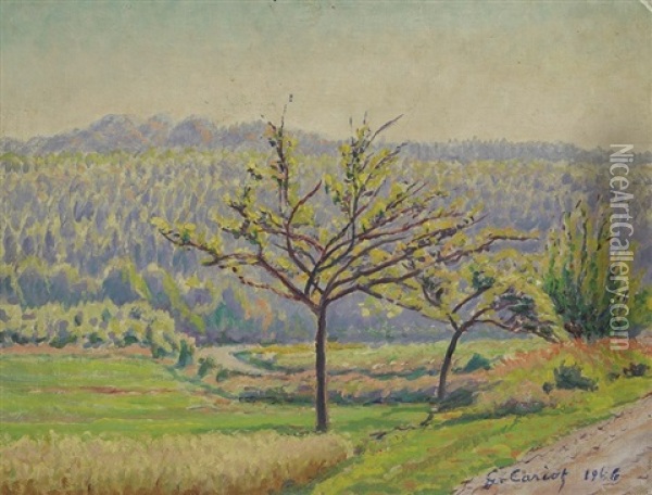 Prairies Et Foret A Georgenborn Oil Painting - Gustave Camille Gaston Cariot