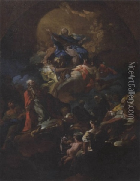 Assunzione Della Vergine E Due Santi Oil Painting - Corrado Giaquinto