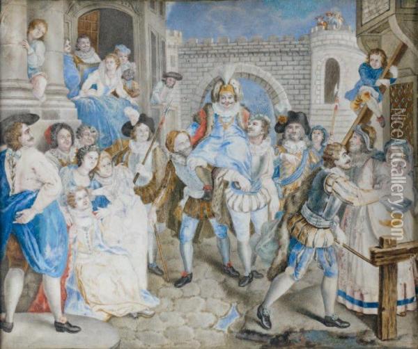 L'entree De Sancho Panca Dans L'ile De Barataria Oil Painting - Charles-Antoine Coypel