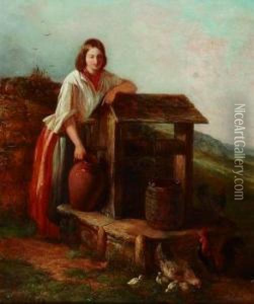 Junge Frau Am Brunnen Oil Painting - Henry Hillier Parker