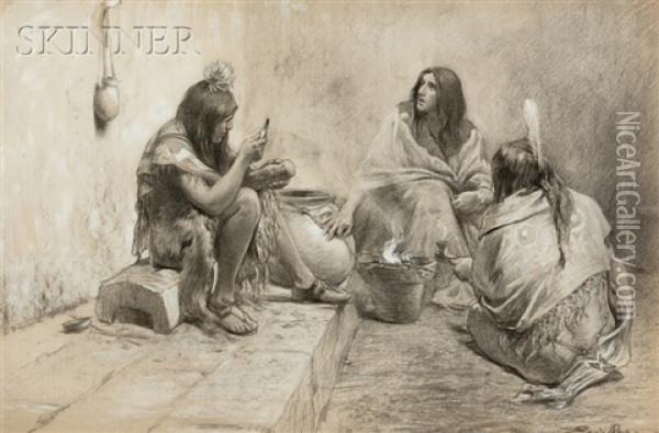 Craftsmen Entertained And Frightened Each Other With Stories Oil Painting - Eric Pape