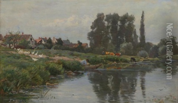 Bords De Riviere Oil Painting - Armand Beauvais
