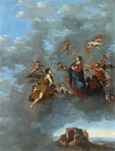 Himmelfahrt Mariens Oil Painting - Cornelis Van Poelenburgh