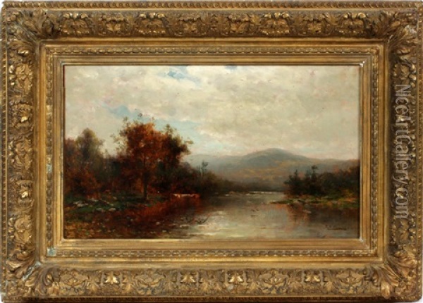 Lake In A Landscape Scene Oil Painting - George Herbert McCord