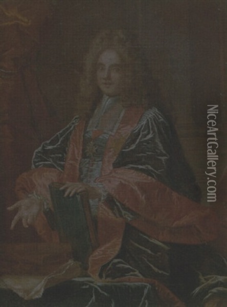 Portrait Of A Man (joseph-jean-baptiste Fleuriau, Seigneur D'armenonville?) Oil Painting - Hyacinthe Rigaud