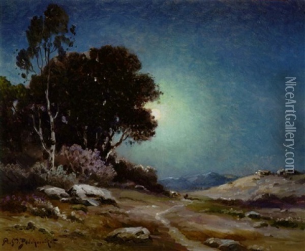 A Path In The Moonlight Oil Painting - Alexis Matthew Podchernikoff