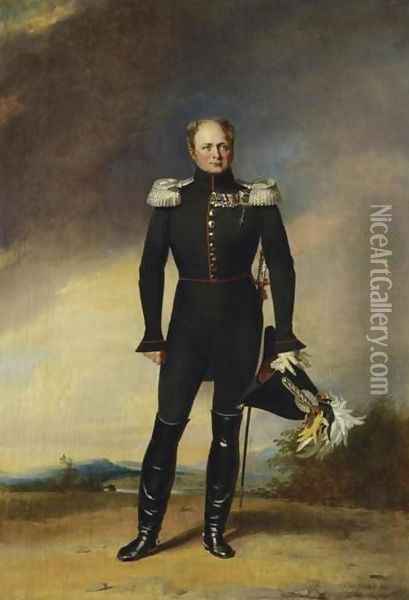 Portrait of Tsar Alexander I in the Uniform of the Preobrazhensky Guards Oil Painting - George Dawe