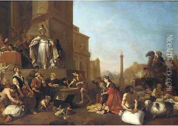 Joseph selling Corn Oil Painting - Bartholomeus Breenbergh