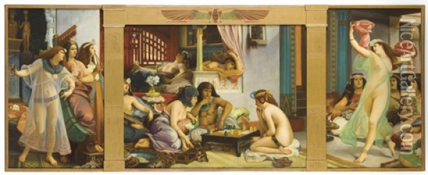 Ramses Dans Son Harem Oil Painting - Jean Jules Antoine Lecomte Du Nouey