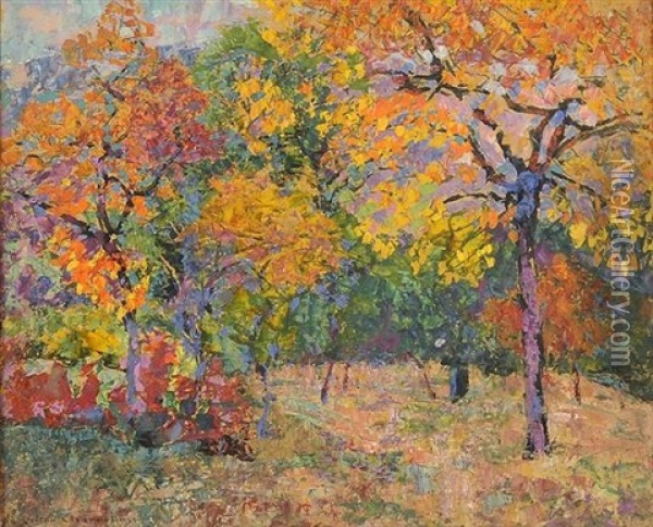 Autumn Landscape Oil Painting - Victor Charreton