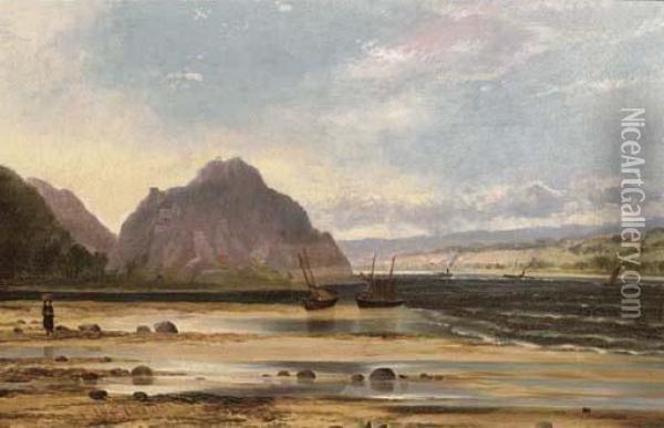 Dumbarton Rock; And Ormidale, Kyle Of Bute, Scotland Oil Painting - Allan Macdougall