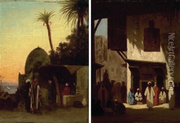 Arabian Street Scenes Oil Painting - Charles Theodore (Frere Bey) Frere