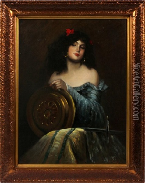 Seated Young Woman Oil Painting - Juana Romani