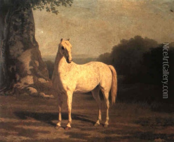 A Grey Mare In A Landscape Oil Painting - Jacques-Laurent Agasse