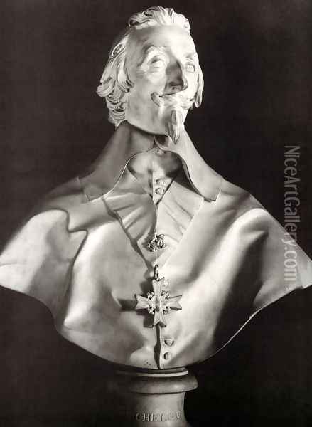 Portrait Bust of Cardinal Richelieu Oil Painting - Gian Lorenzo Bernini