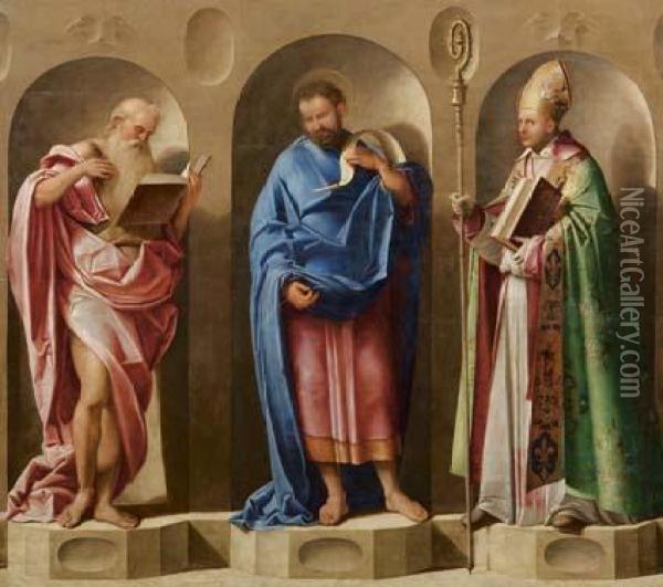 San Marco Tra I Santi Girolamo E Lodovico Da Tolosa Oil Painting - Benedetto Diana