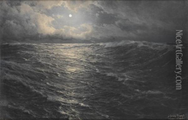 Lever De Lune Sur La Mer Oil Painting - Hugo Schnars-Alquist