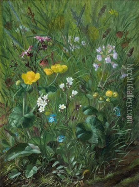 Fleurs Oil Painting - Alfrida Baadsgaard