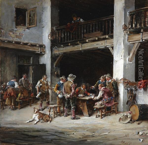 En La Posada (in The Tavern) Oil Painting - Francisco Domingo Marques