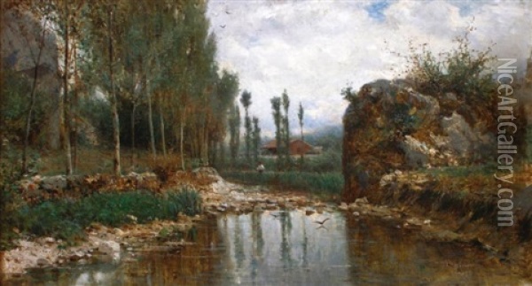 Paysage Au Ruisseau Oil Painting - Adolphe Appian