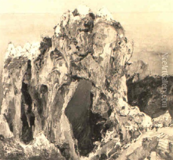 L'arco Naturale Di Capri, 1920 Oil Painting - Giuseppe Casciaro