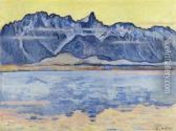 Thunersee With The Stockhorn Chain Oil Painting - Ferdinand Hodler