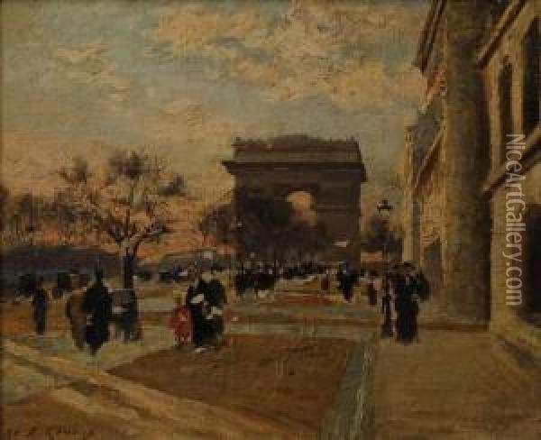 L'arc De Triomphe Oil Painting - Jules Ernest Renoux