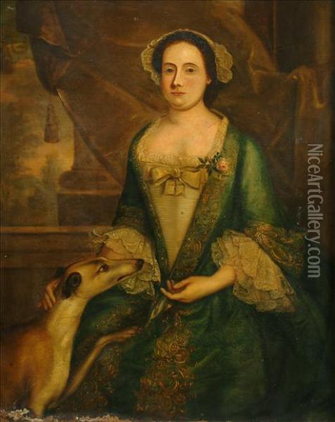 Portraitof A Lady With A Hound Oil Painting - Thomas Hudson