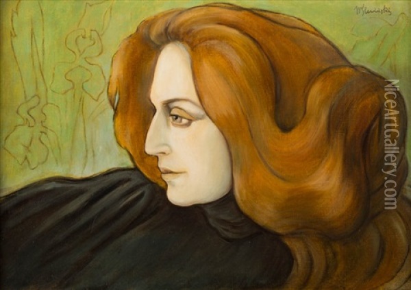 Portret Kobiety Z Rudymi Wlosami Oil Painting - Wladyslaw Slewinski