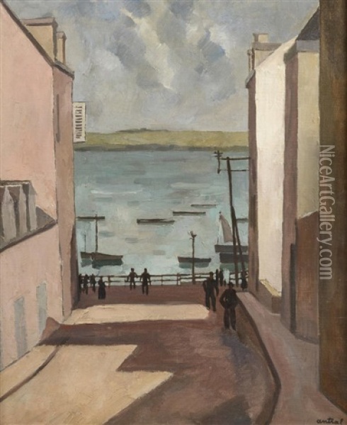 Rue Donnant Sur Le Port Oil Painting - Louis Robert Antral