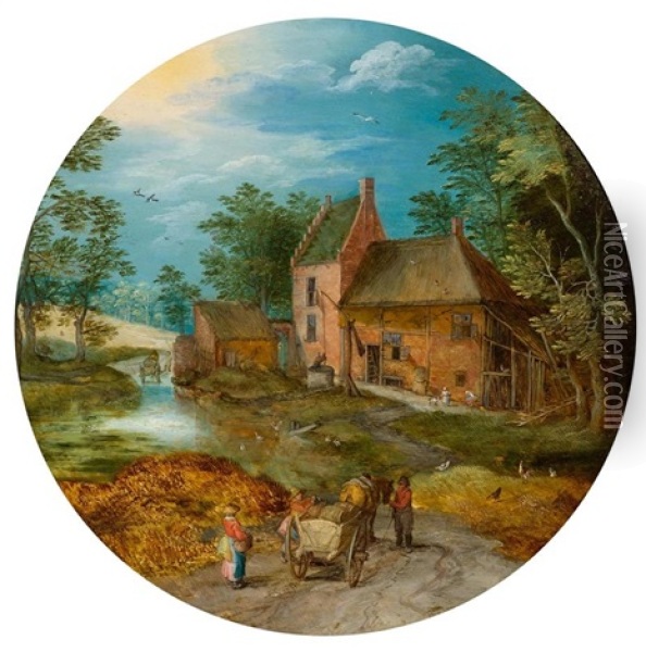Bauernhaus An Einem Bach Oil Painting - Jan Brueghel the Elder